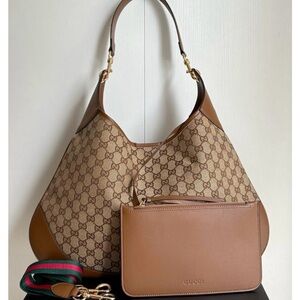 Monogram Tan and Brown Hobo Bag